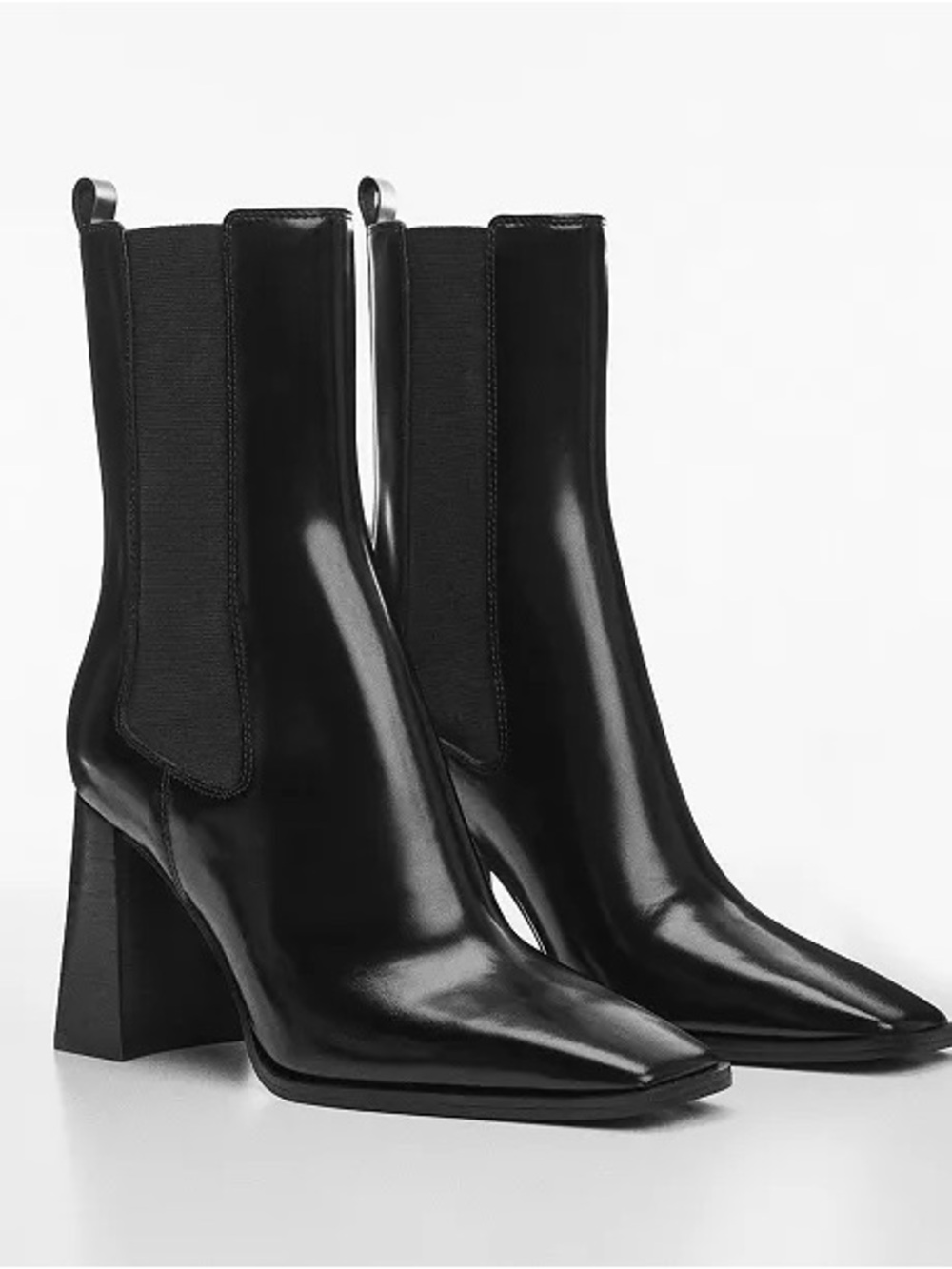 MNG Women's Black Square-Toe Block Heel Ankle Boots size 38